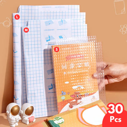 30 Pcs Transparent Matte Book Cover | Waterproof Self-Adhesive Sticker Sheets (3 Sizes) | Notebook & Textbook Protective Film for School & Office