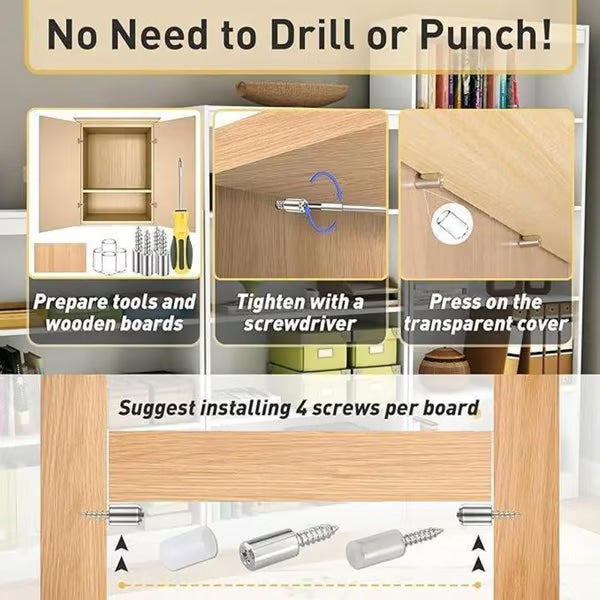 Pack Of 100 Count Self-Tapping Screws,Shelf Support Pegs,Shelf Pins with Non-Slip Sleeve