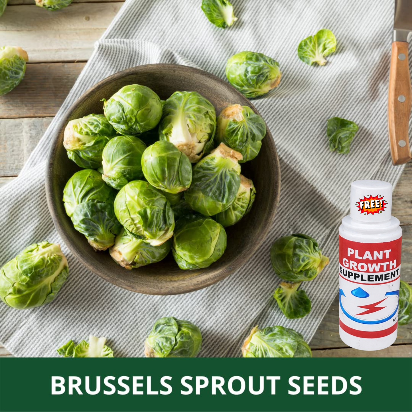 🔥Buy 1 Get 1 Free🔥🌟Brussel Sprout Planting Seeds (Mini Cabbage) – With Plant Growth Supplement Free