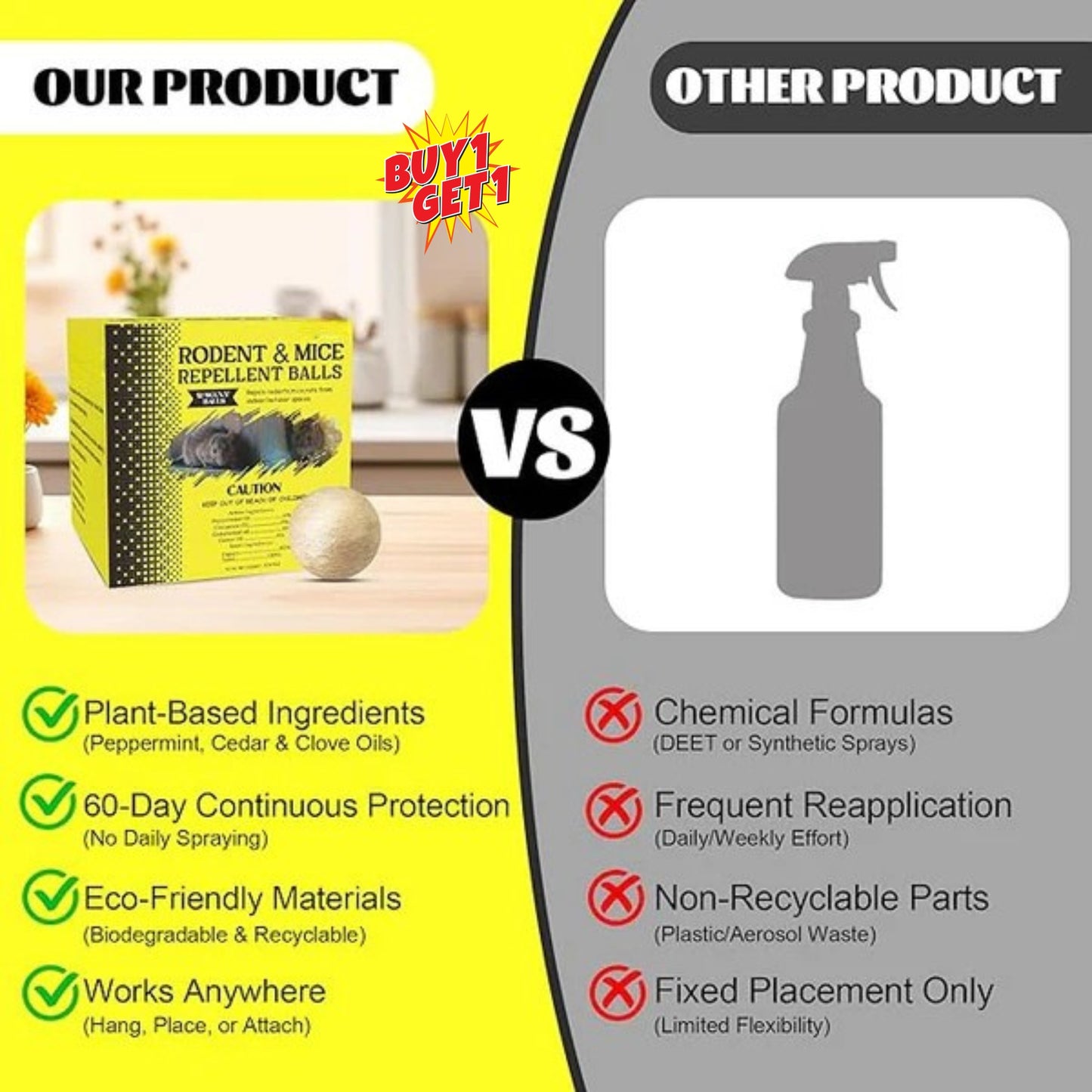 🥰HOT SALE 49% OFF🥰Atindirey Mouse and Rat Repellent Balls, Protection for Indoors/Outdoors/Car Engines, Long-Lasting Peppermint Oil Formula, Safe for Pets and Children, Effective Mouse Repellent for 30–60 Days