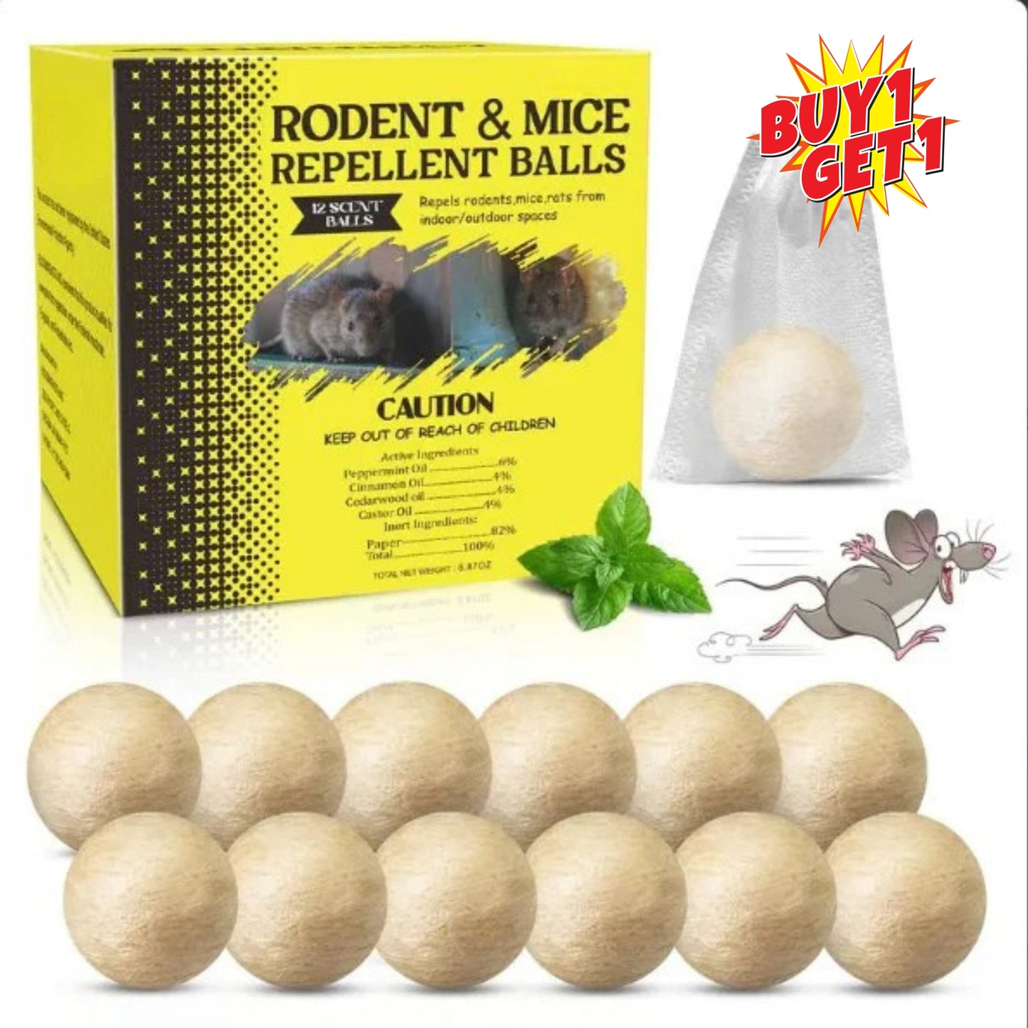 🥰HOT SALE 49% OFF🥰Atindirey Mouse and Rat Repellent Balls, Protection for Indoors/Outdoors/Car Engines, Long-Lasting Peppermint Oil Formula, Safe for Pets and Children, Effective Mouse Repellent for 30–60 Days