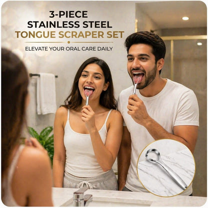 🥳2026 HOT SALE🥳💞50K+ SOLD!✨Heavy-Duty Stainless Steel Tongue Scraper💧BUY 2 GET 1 FREE💧