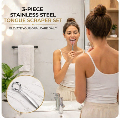 🥳2026 HOT SALE🥳💞50K+ SOLD!✨Heavy-Duty Stainless Steel Tongue Scraper💧BUY 2 GET 1 FREE💧