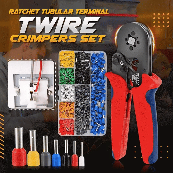 🔧 50% OFF NOW! ⚡ Ratchet Wire Crimper Set – Tubular Terminals, Ergonomic Handle & Professional Electrical Tool 📦