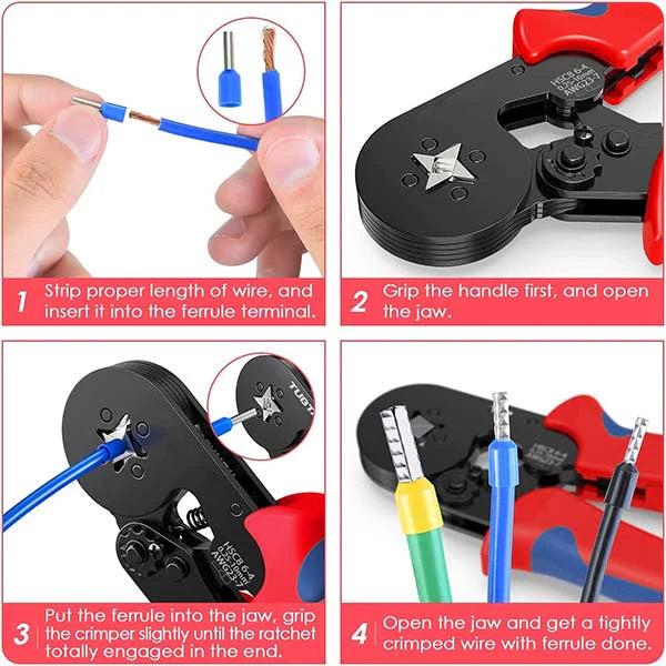 🔧 50% OFF NOW! ⚡ Ratchet Wire Crimper Set – Tubular Terminals, Ergonomic Handle & Professional Electrical Tool 📦